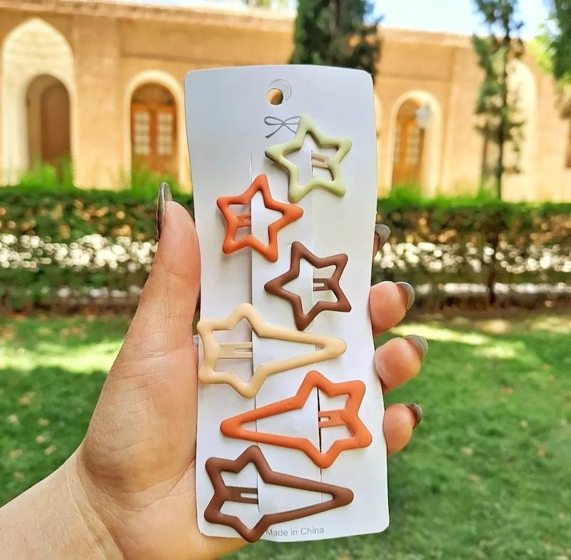 گیره تق‌تقی ستاره کرم قهوه‌ای