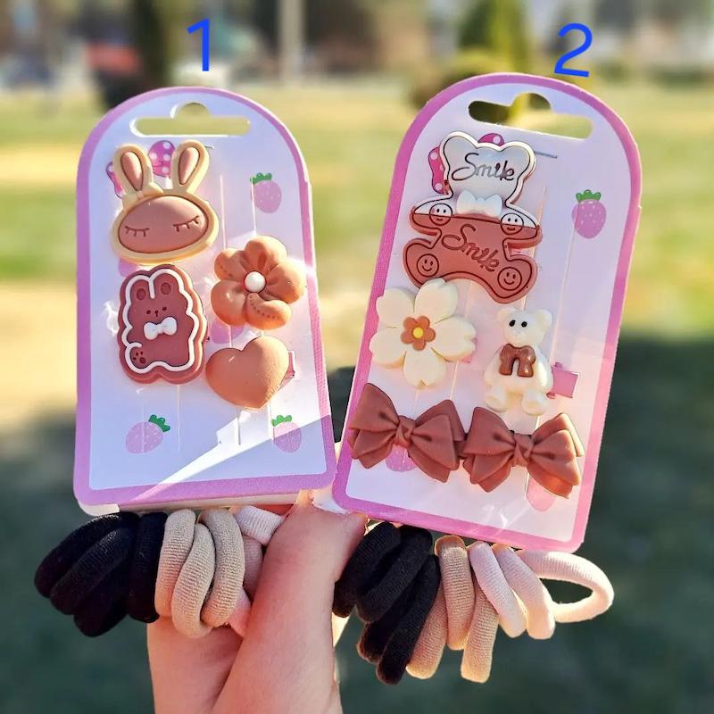 پک گیره و کش مو کرم قهوه‌ای