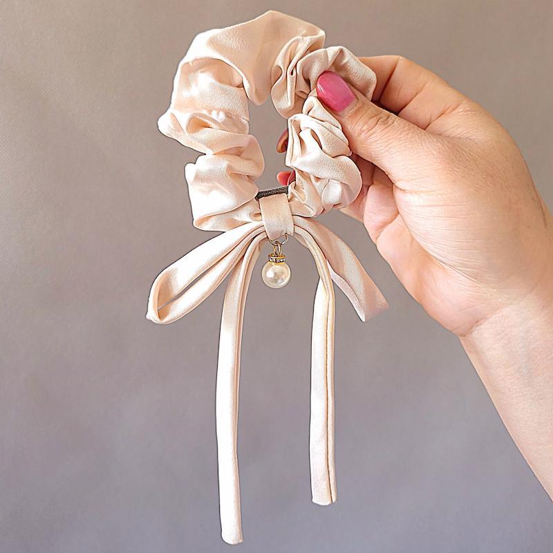 اسکرانچی ساتن پاپیون دار مرواریدی در شش رنگ شاد- گلسر سوما