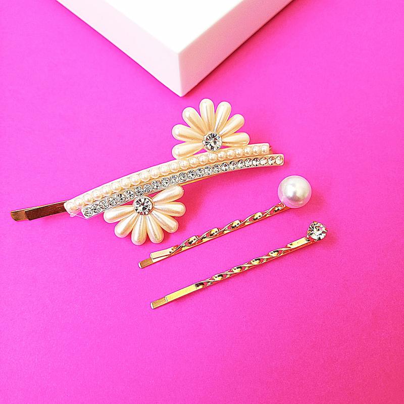 ست سه عددی سنجاق مو مجلسی مرواریدی - گلسر سوما