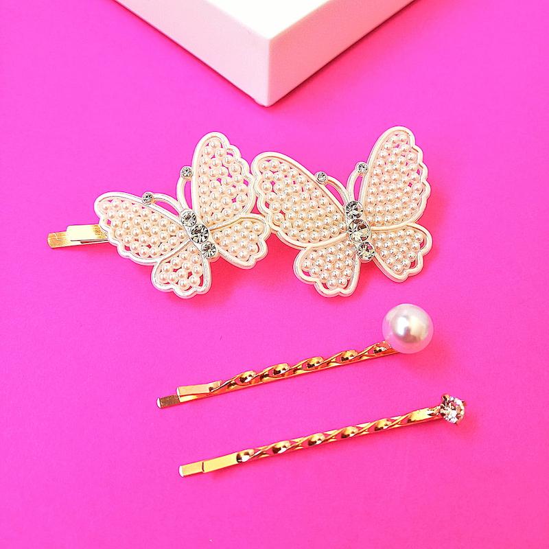 ست سه عددی سنجاق مو مجلسی طرح پروانه - سایت فروشگاهی گلسر سوما