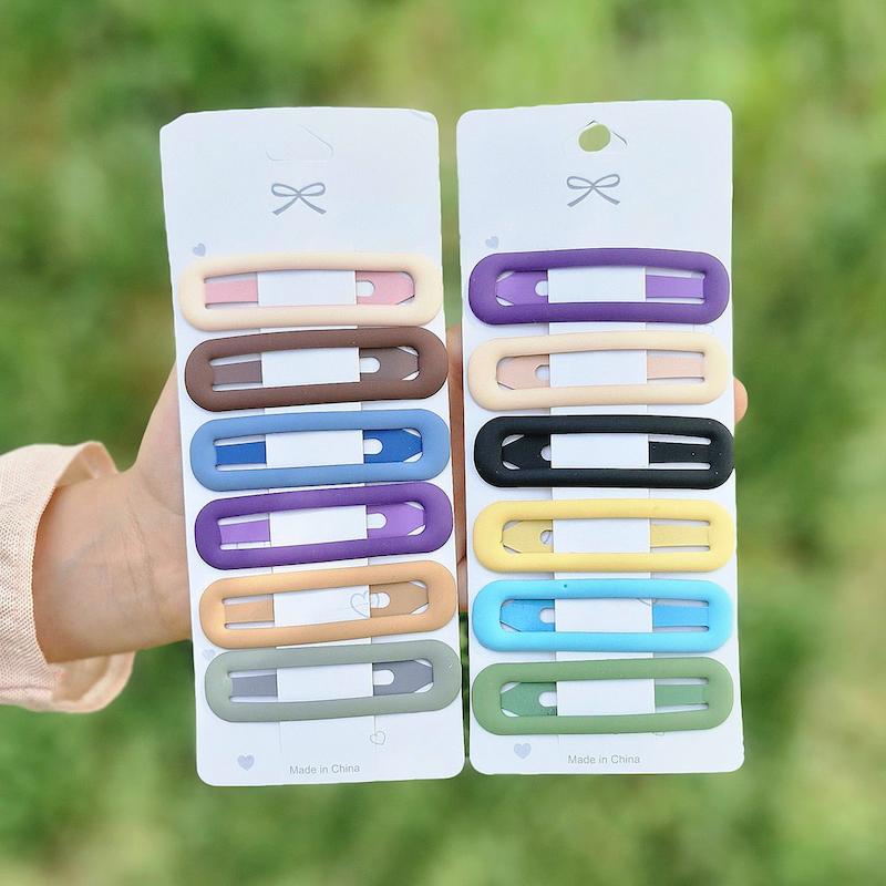 پک شش عددی گیره تق تقی بیضی با روکش مات شمعی در رنگ های پاستیلی - گلسر سوما