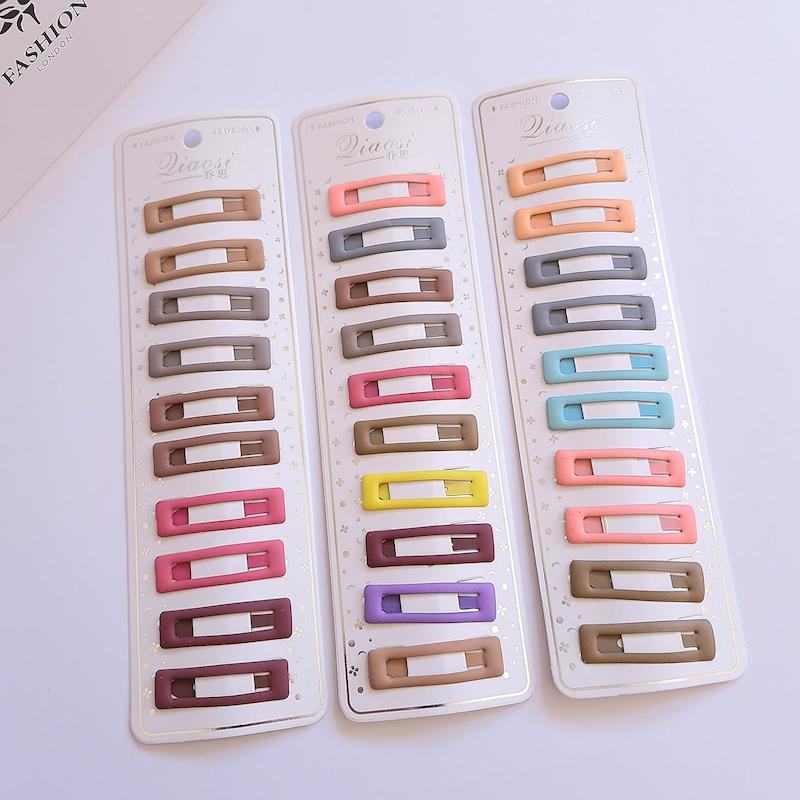 پک ده عددی گیره تق تقی مستطیل مات در رنگهای قهوه ای، صورتی، زرد و آبی - گلسر سوما