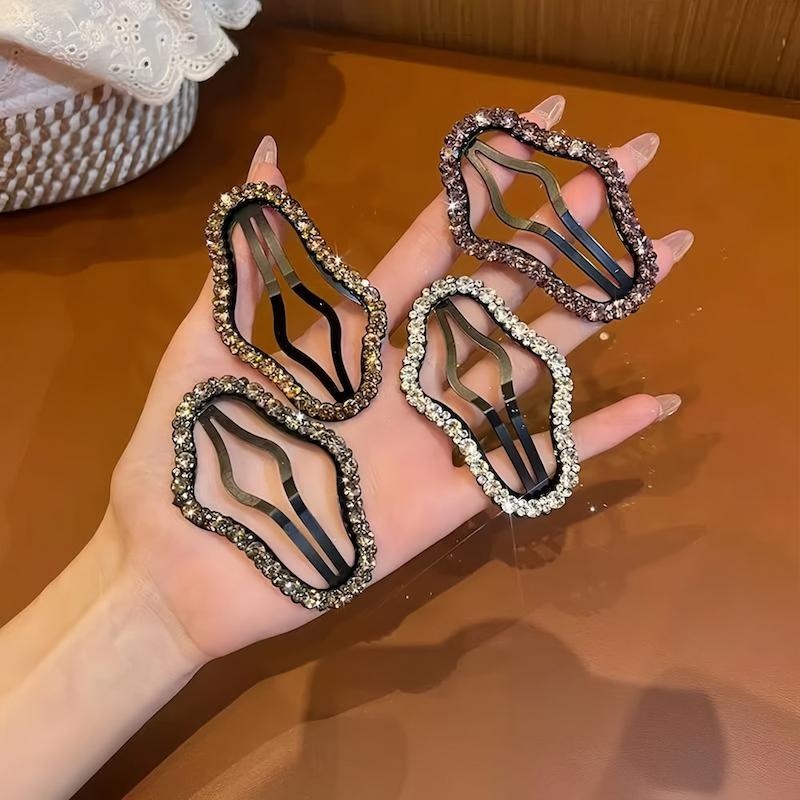 گیره تق تقی مشکی طرح ابر حاشیه نگین کاری شده درخشان و لوکس - گلسر سوما