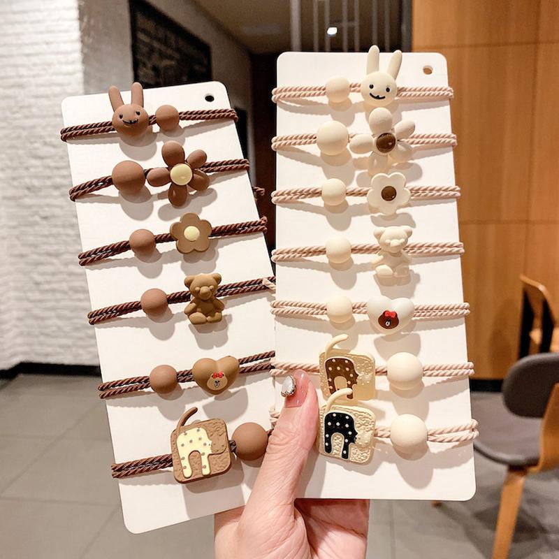 کش مو گرهی دو لایه با طرح گل بزرگ کرم و قهوه ای - گلسر سوما