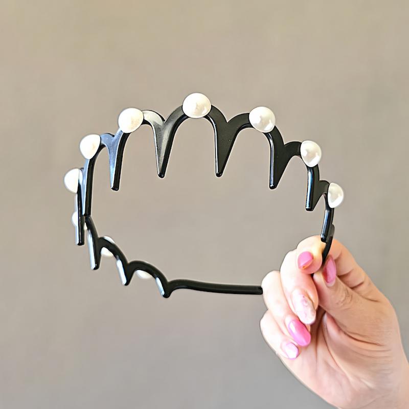 تل سر زیگزاگی مشکی با تزئین مروارید - فروشگاه گلسر سوما