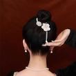گیره مو گوجه‌ای طرح شکوفه و مروارید