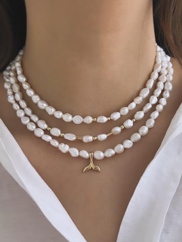 گردنبند مررواریدی با دم وال کد 1470