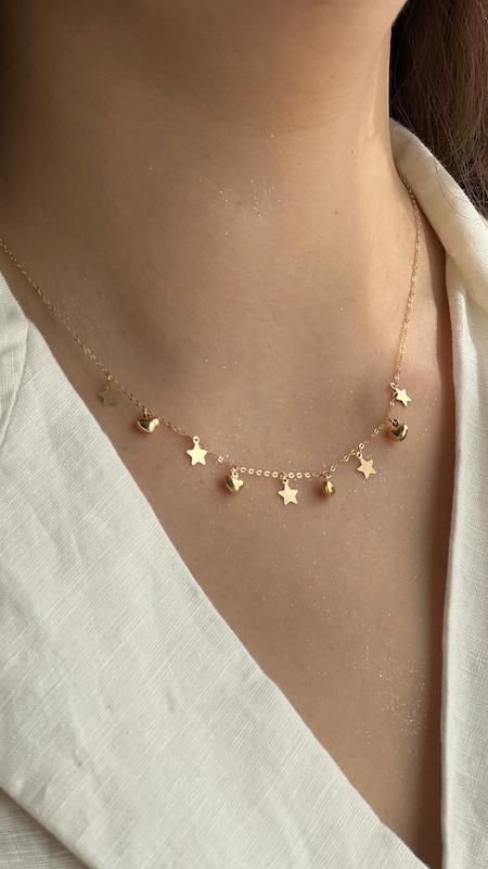 گردنبند قلب و ستاره شرابه ای 1534