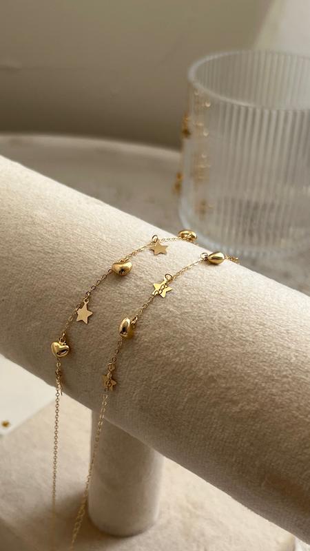 دستبند قلب و ستاره شرابه ای 1535