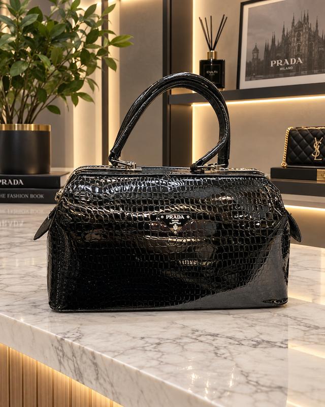 کیف ورنی مجلسی برند PRADA