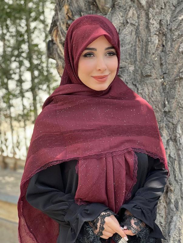 روسری برشکا اکلیلی مرواریدی کد A148