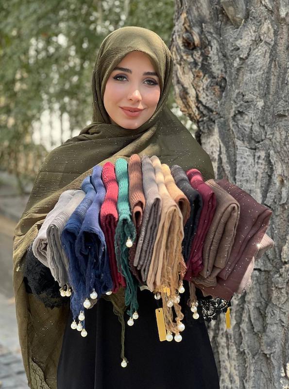روسری برشکا اکلیلی مرواریدی کد A148