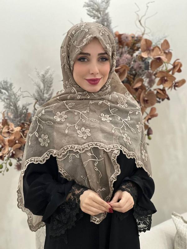 روسری دانتل خامه دوزی گل کد A182