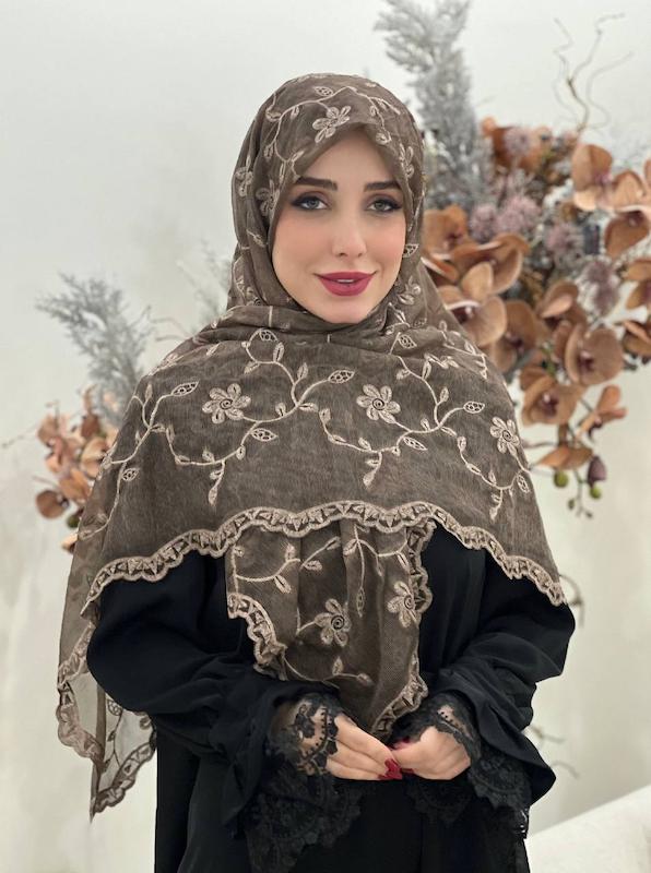روسری دانتل خامه دوزی گل کد A182