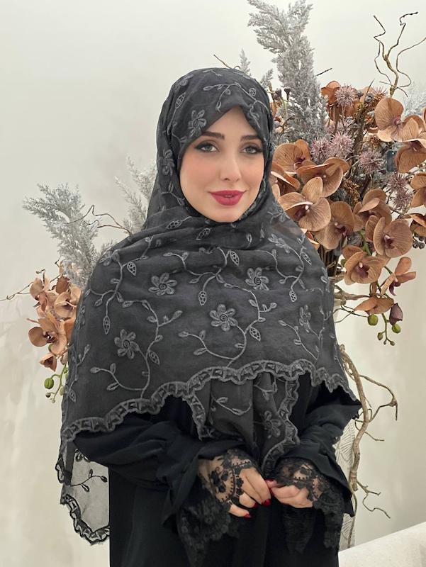 روسری دانتل خامه دوزی گل کد A182