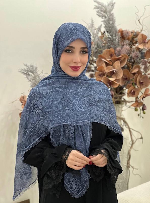 روسری حریرپفکی خامه دوزی کد A183