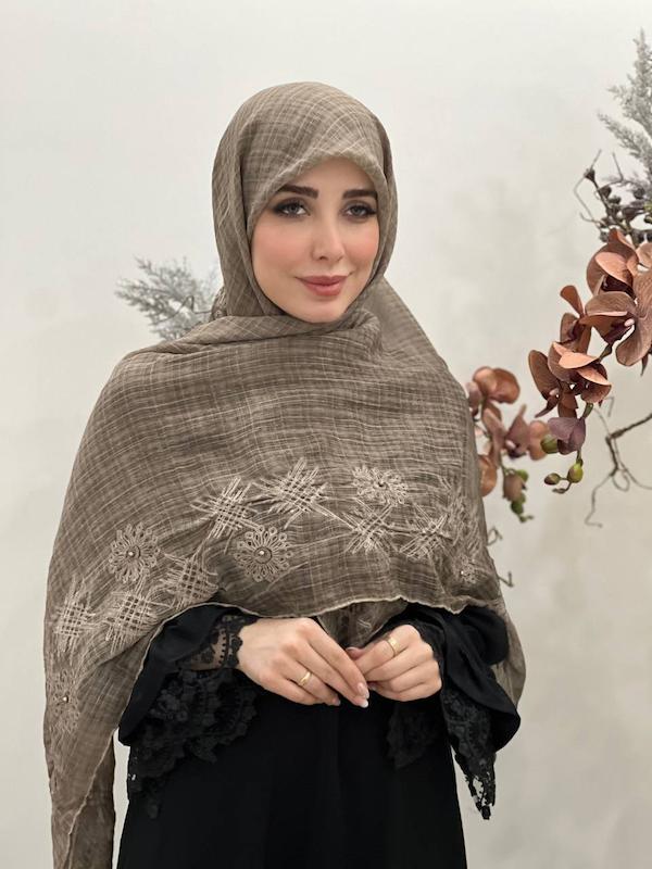 روسری حاشیه گلدوزی مروارید کد A081