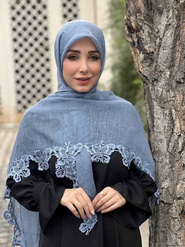 روسری دانتل پروانه مرواریدی کد A087