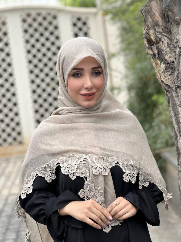 روسری دانتل پروانه مرواریدی کد A087