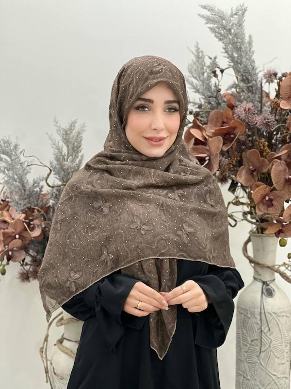 روسری پروانه خامه دوزی نگین کد A085
