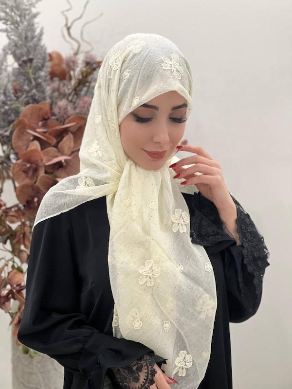 روسری خامه دوزی حریرنگین کد A106