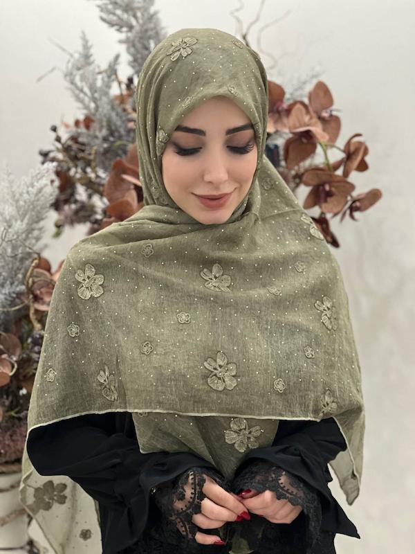 روسری خامه دوزی حریرنگین کد A106