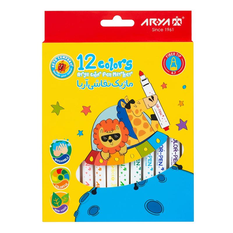 ماژیک نقاشی و رنگ آمیزی 12 رنگ آریا 