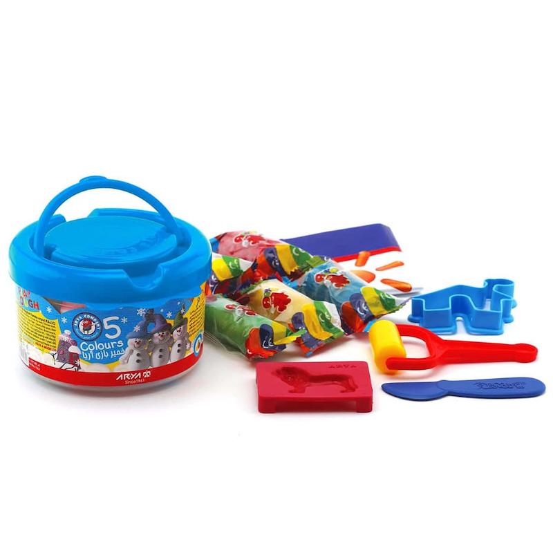 خمیر بازی سطلی 5 رنگ آریا 