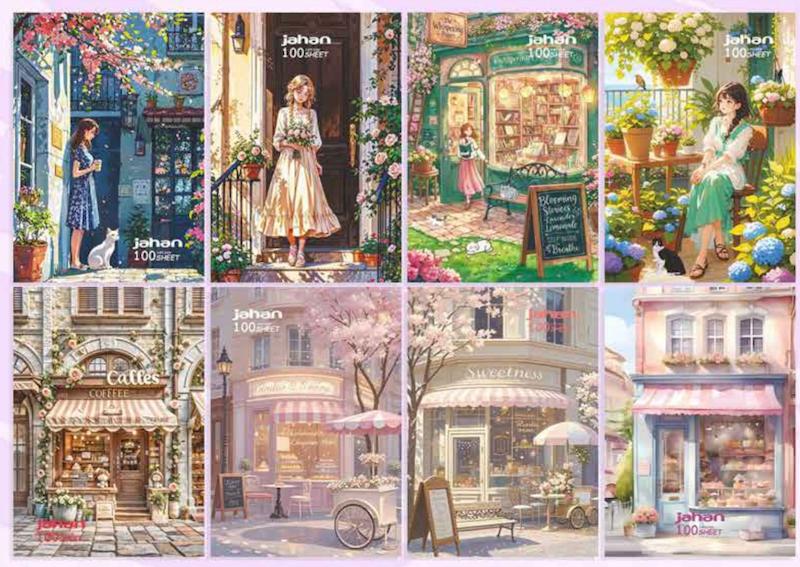 دفتر 100 برگ طرح کافه و دختر