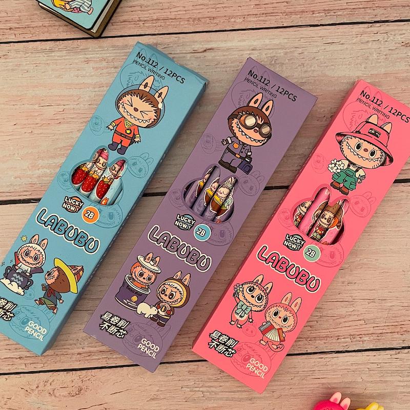 مدادمشکی پاکن دار لبوبو labubu بسته 12 عددی