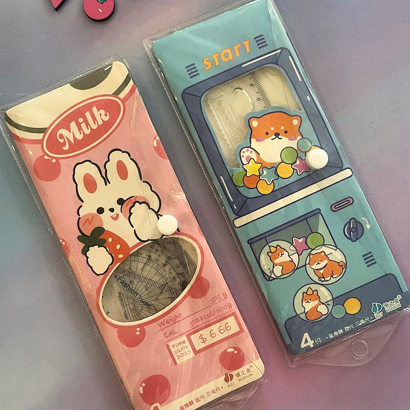 ست خطکش و گونیا و نقاله شفاف