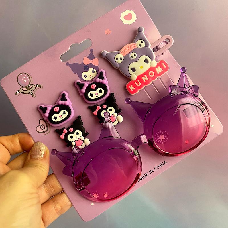 ست زیبای عینک و گلسر کرومی