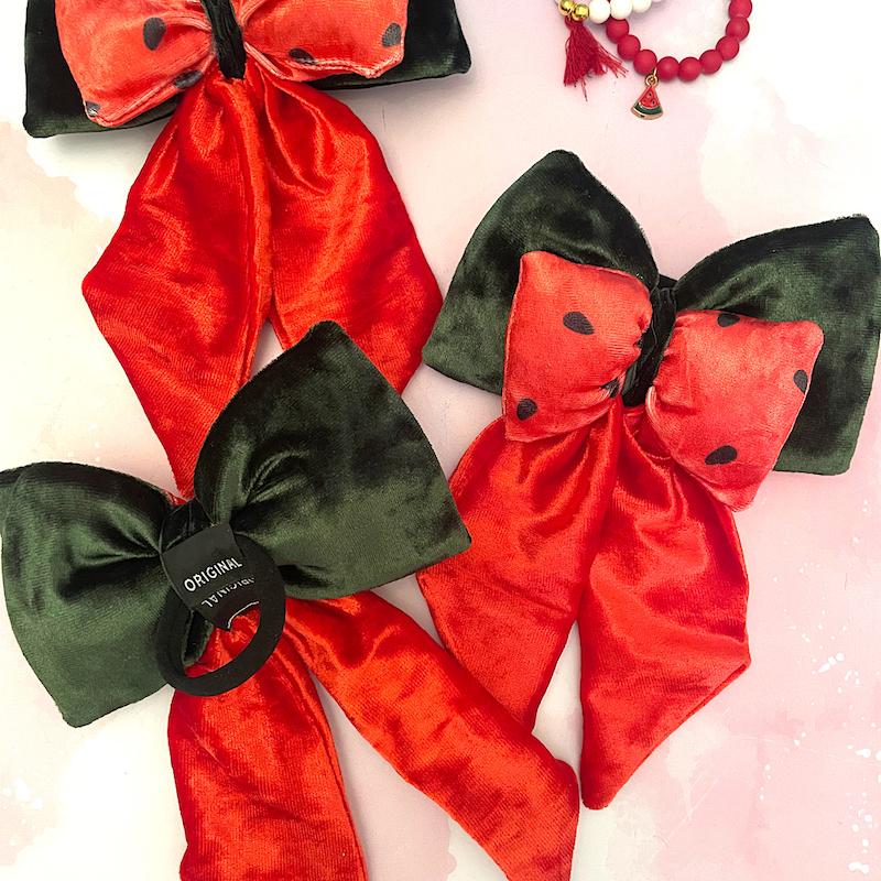 کش مخمل پاپیونی هندوانه ای 