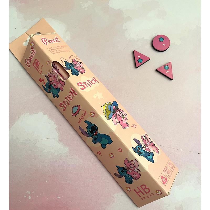 مدادمشکی پاکن دار سه ضلعی استیچ صورتی بسته 12 عددی