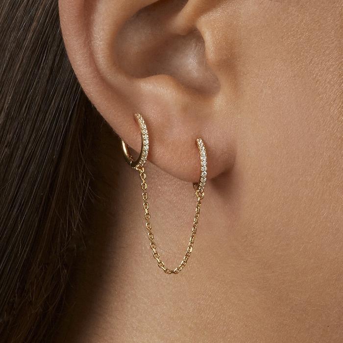 گوشواره دو حلقه زنجیر دار کد 3082