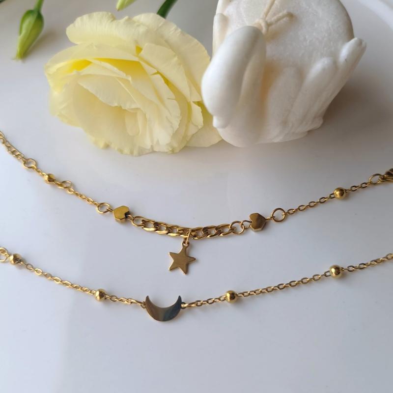 دستبند ماه و ستاره استیل 
