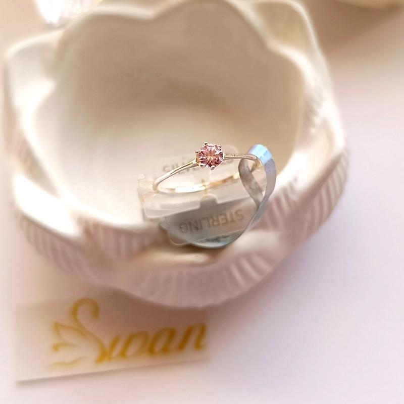 انگشتر نقره نگین صورتی