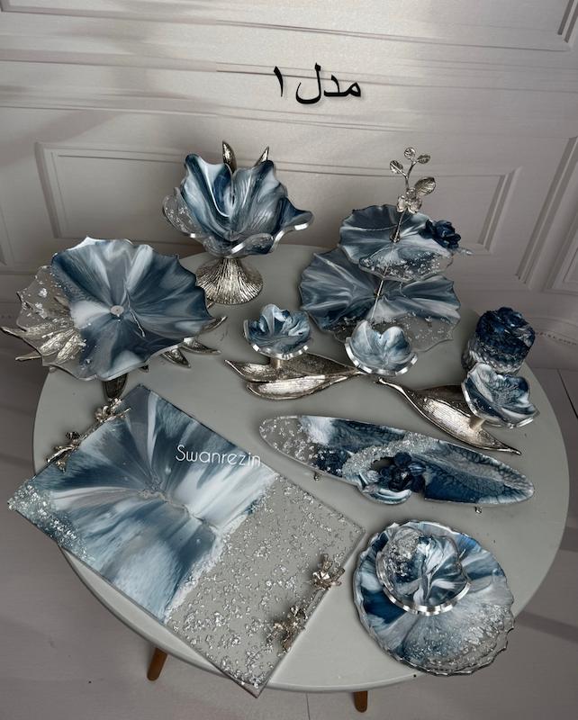 سرویس پذیرایی مرمر سرمه ای طوسی