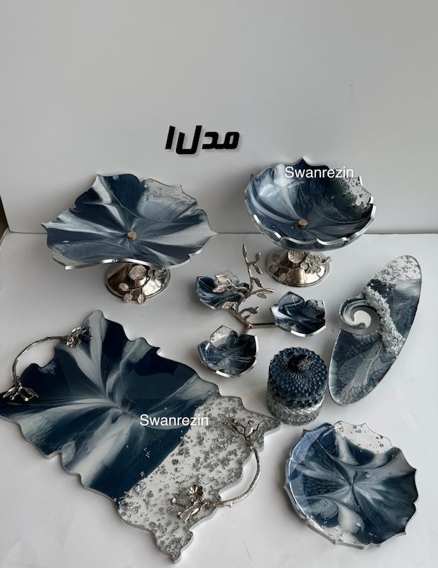 سرویس پذیرایی سرمه ای سفید 