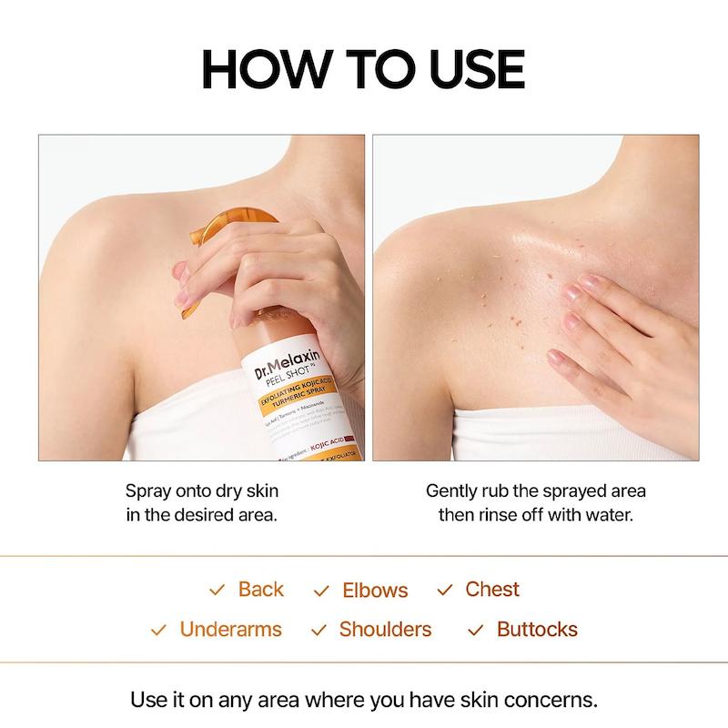  اسپری پیل شات بدن دکتر ملاکسین مدل Peel Shot Kojic Acid