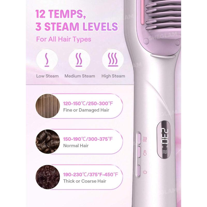 برس صاف کننده بخار shot steam straightening شیگلم SHEGLAM