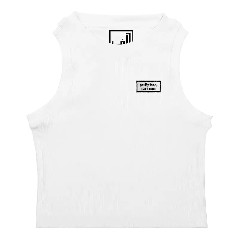 کراپ تاپ کشی گلدوزی طرح نوشته صورت زیبا | PRETTY FACE