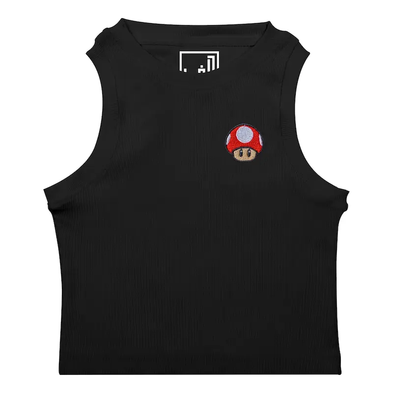 کراپ تاپ کشی گلدوزی طرح قارچ ماریو | MARIO MUSHROOM