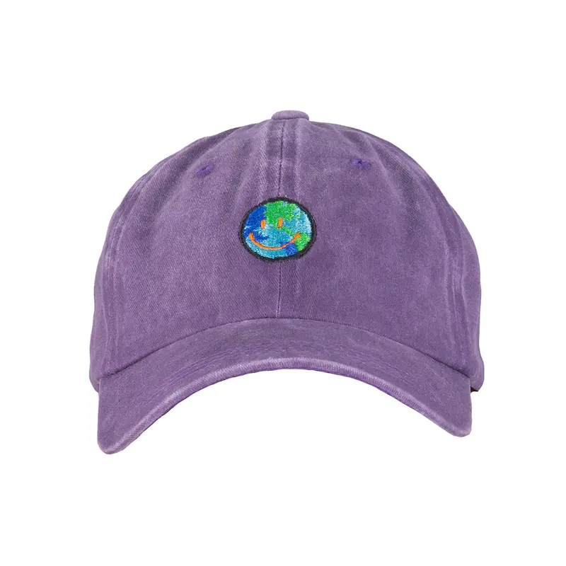 بیسبال کپ بنفش طرح کره زمین خندان | SMILEY EARTH