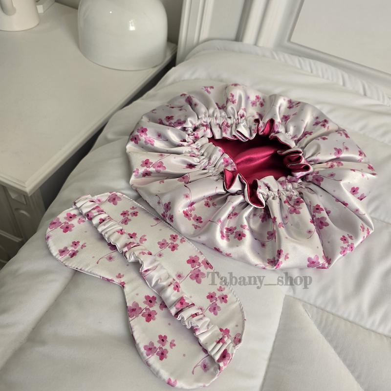 چشم بند خواب ساتن ابریشم طرح شکوفه