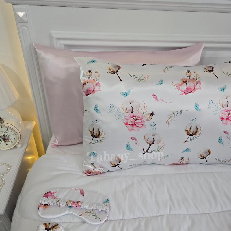 روبالشتی ساتن طرح گل پنبه