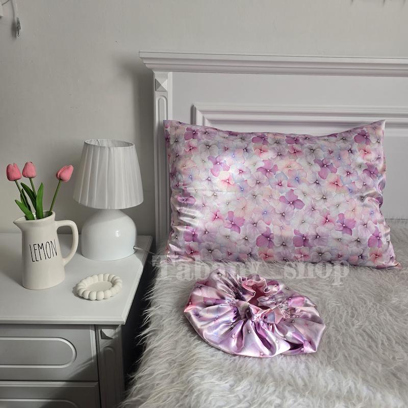 روبالشی ساتن ابریشم طرح گل آبرنگی