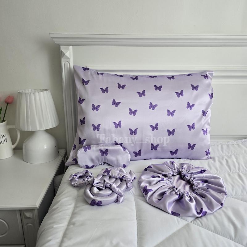 پک ساتن ابریشم طرح پروانه بنفش