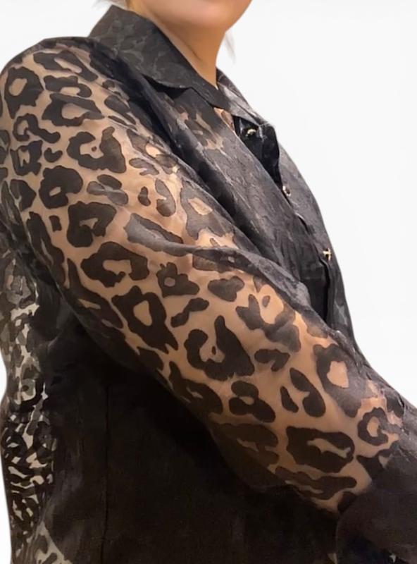 شومیز زنانه طرح پلنگی مشکی 